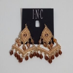 INC International Concepts Gold and Brown Dangle Earrings